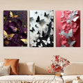 set of 3 Butterfly art wooden frames for wall decoration / sticky photo tile