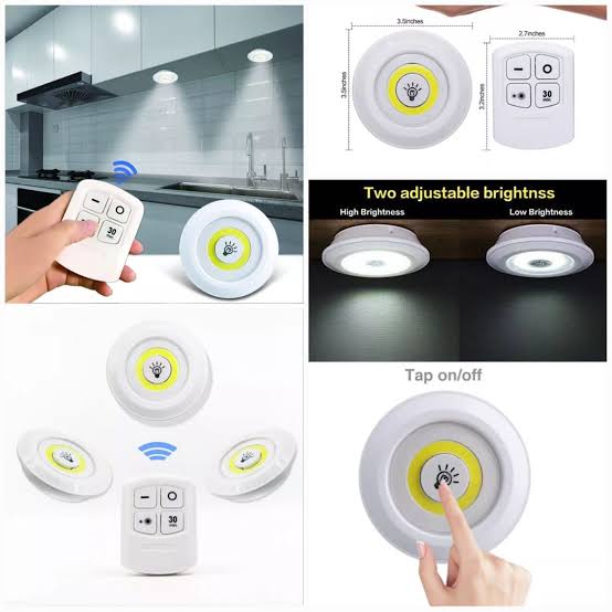 3 Pcs LED Cabinet Night Lights with Remote – Wireless, Dimmable & Motion-Free Installation
