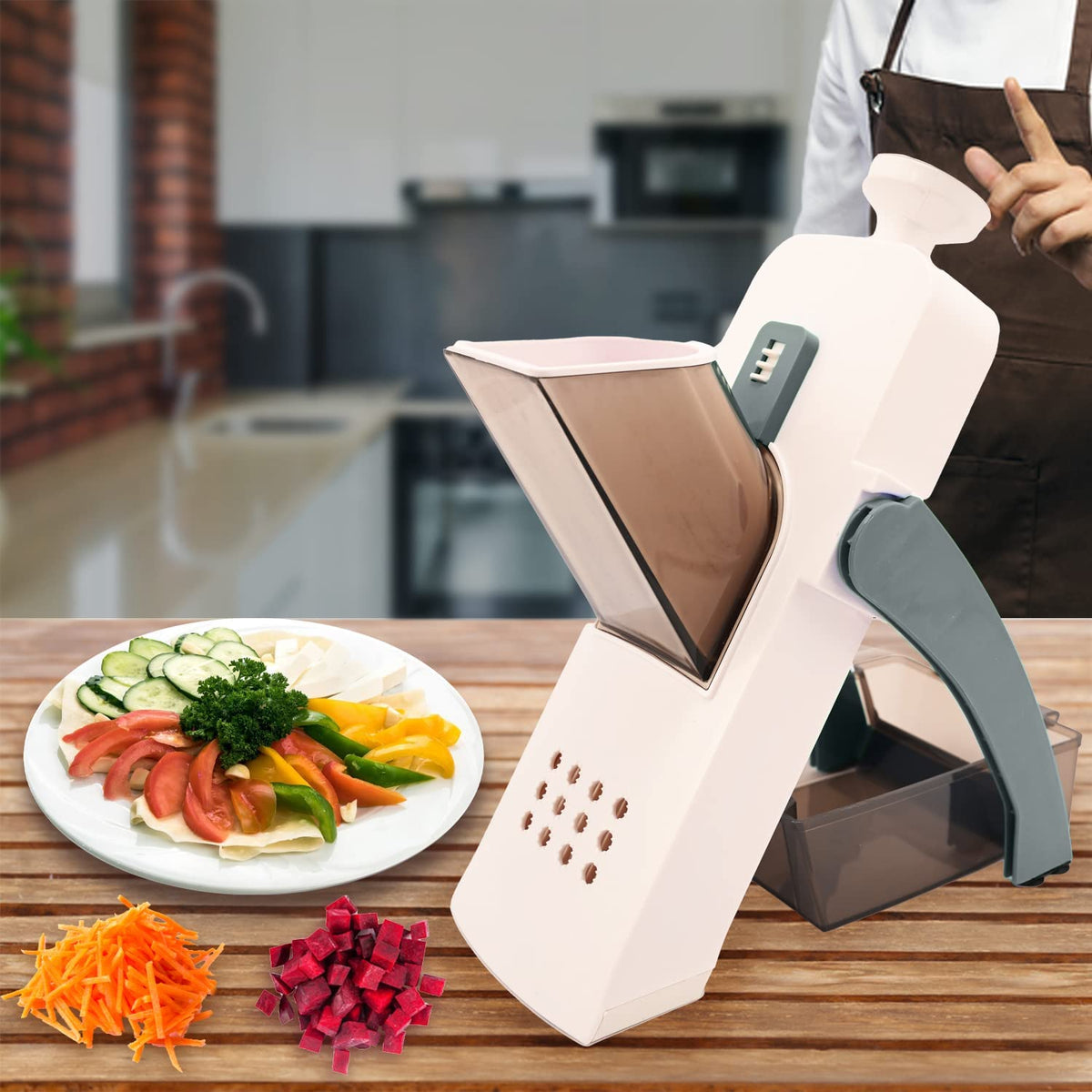 High Quality 5 in 1 Mandoline Vegetable Slicer Food Chopper, Vegetable Cutter, Quick Fruit Dicer high quality (Random Color)
