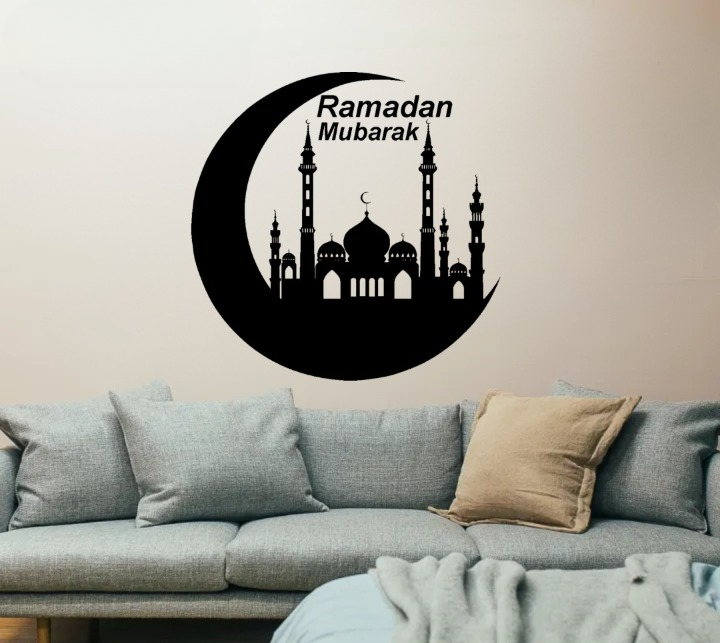 Ramzan Mubarak Islamic Calligraphy 3D Wooden Wall Decorative Gift Stylish Design Office Living Room I Decorating Items
