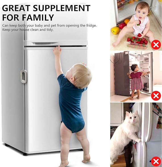 Child Safety Refrigerator Lock, Refrigerator Door Lock, Self Adhesive Freezer Door, Refrigerator Door, Double Safety Button, Home Safe Design, Child Proof Refrigerator Door Lock Random color