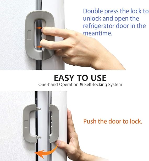 Child Safety Refrigerator Lock, Refrigerator Door Lock, Self Adhesive Freezer Door, Refrigerator Door, Double Safety Button, Home Safe Design, Child Proof Refrigerator Door Lock Random color
