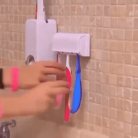Guaranteed Safe Checkout Payment methods Instagram Facebook YouTube Automatic Toothpaste Dispenser Squeezer Hands Free Set and 5 Toothbrush Holder