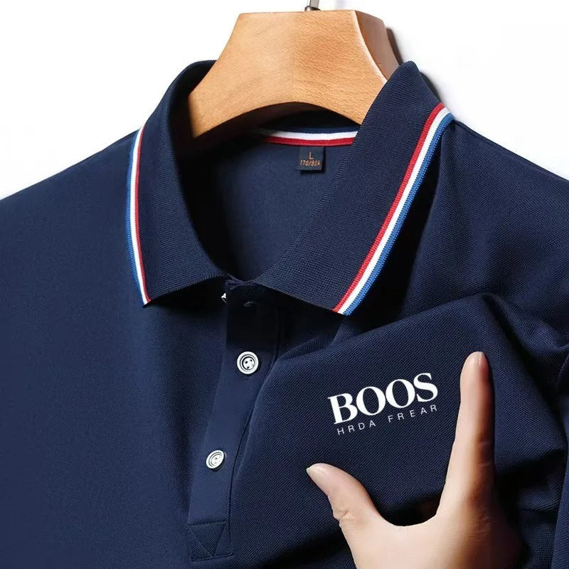 Men's 2025 new business casual short-sleeved Polo shirt, fashionable short-sleeved comfortable and breathable top